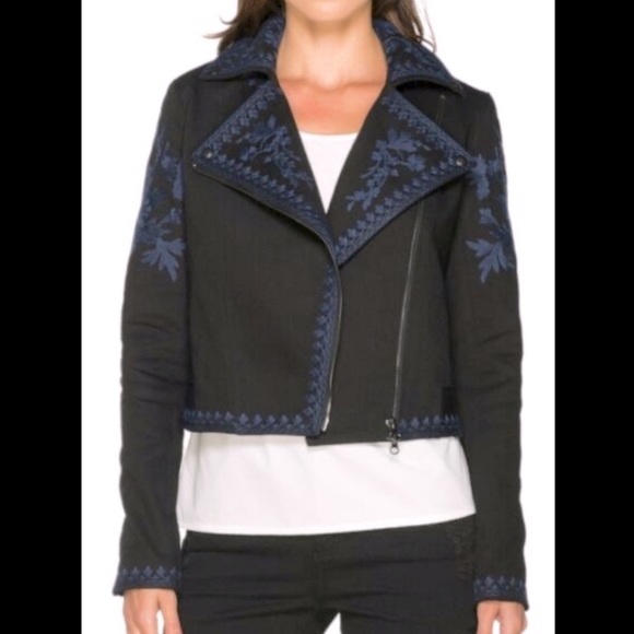 Luxury designer Marchesa Voyager Embroidered Moto - Picture 2 of 15